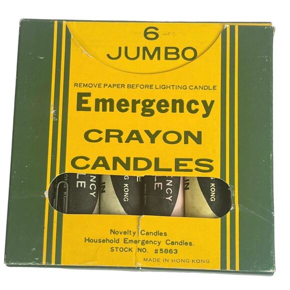 VTG Set (6) Jumbo Emergency CRAYOLA CRAYON CANDLES Scented Colorful Novelty Box - Picture 5 of 6